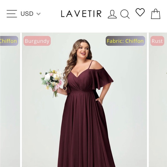 Burgundy Plus Size Bridesmaid Dress - Picture 1 of 2